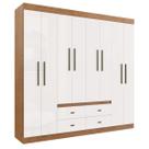 Guarda Roupa Casal MDP 08 Portas 04 Gavetas Las Vegas Cor: Nogueira Off White