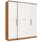 Guarda Roupa Casal MDP 4 Portas 2 Gavetas Miami Cor: Nogueira Off White