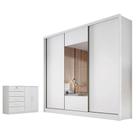 Guarda Roupa Casal Medelim Com Espelho E Cômoda Seul Neve - Novo Horizonte Guarda Roupa Casal Medelim Com Espelho E Cômoda Seul Neve - Novo Horizonte