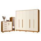 Guarda Roupa Casal Mercure 6 portas e Cômoda New Master 02 portas e 05 gavetas Cinamomo Off White - Móveis Albatroz Guarda Roupa Casal Mercure 6 portas e Cômoda New Master 02 portas e 05 gavetas Cinamomo Off White - Móveis Albatroz