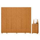Guarda Roupa Casal Mercure 6 portas e Cômoda New Veneza 05 gavetas com espelho Cinamomo - Móveis Albatroz