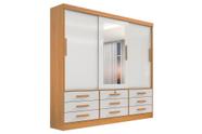 Guarda Roupa Casal Meridian com Espelho 3 Portas 9 Gavetas com pés - D Doro
