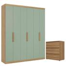 Guarda Roupa Casal Milan 6 Portas Capuccino Menta e Cômoda Gaveteiro Condessa Capuccino - THB Guarda Roupa Casal Milan 6 Portas Capuccino Menta e Cômoda Gaveteiro Condessa Capuccino - THB