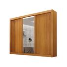Guarda Roupa Casal Milano 3 Portas de Correr 4 Gavetas Cinamomo MDF com Espelho