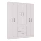 Guarda Roupa Casal Milão 6 Portas Branco Brilho Poquema
