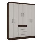 Guarda Roupa Casal Milão 6 Portas Chocolate Off White Poquema