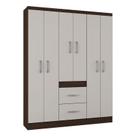 Guarda Roupa Casal Milão 6 Portas Chocolate Off White Poquema