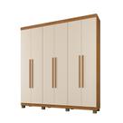 Guarda Roupa Casal Milão 6 Portas de Bater 3 Gavetas Cinamomo-Off White MDP