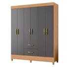 Guarda Roupa Casal Mobi 06 portas Freijo Titanium - Móveis Albatroz