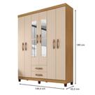 Guarda Roupa Casal Modena Com Espelho 6 Portas Carvalho Americano Off White - Incorplac Guarda Roupa Casal Modena Com Espelho 6 Portas Carvalho Americano Off White - Incorplac