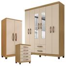 Guarda Roupa Casal Modena com Espelho 6 Portas Cômoda Cannes 5 Gavetas e Armário Multiuso Recife Carvalho Americano Off White Guarda Roupa Casal Modena com Espelho 6 Portas Cômoda Cannes 5 Gavetas e Armário Multiuso Recife Carvalho Americano Off White