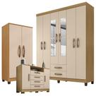 Guarda Roupa Casal Modena com Espelho 6 Portas Cômoda Madri e Armário Multiuso Recife Carvalho Americano Off White - Incorplac Guarda Roupa Casal Modena com Espelho 6 Portas Cômoda Madri e Armário Multiuso Recife Carvalho Americano Off White - Incorplac