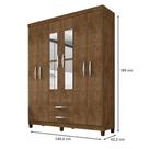 Guarda Roupa Casal Modena Com Espelho 6 Portas E Cômoda Cannes 5 Gavetas Malbec Incorplac