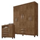 Guarda Roupa Casal Módena E Cômoda Sapateira Cannes Malbec - Incorplac