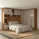 Guarda Roupa Casal Modulado 3 Peças 9 Portas 5 Gavetas com Cabeceira 100% MDF Smart Cinamomo/Capuccino
