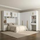 Guarda Roupa Casal Modulado 4 Peças 11 Portas 5 Gavetas com Cabeceira e Escrivaninha 100% MDF Smart Branco Guarda Roupa Casal Modulado 4 Peças 11 Portas 5 Gavetas com Cabeceira e Escrivaninha 100% MDF Smart Branco