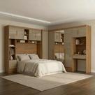 Guarda Roupa Casal Modulado 4 Peças 11 Portas 5 Gavetas com Cabeceira e Escrivaninha 100% MDF Smart Cinamomo/Capuccino