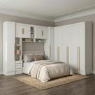 Guarda Roupa Casal Modulado 4 Peças 12 Portas 5 Gavetas com Cabeceira 100% MDF Smart Branco
