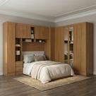 Guarda Roupa Casal Modulado 4 Peças 12 Portas 5 Gavetas com Espelho e Cabeceira 100% MDF Smart Cinamomo