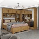 Guarda-roupa Casal Modulado 4 Portas com Cama Santiago 3 Portas Premium 5 Gaveta com Espelho