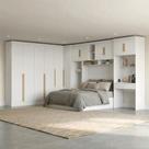 Guarda Roupa Casal Modulado 5 Peças 12 Portas 5 Gavetas com Cabeceira e Escrivaninha 100% MDF Smart Branco Guarda Roupa Casal Modulado 5 Peças 12 Portas 5 Gavetas com Cabeceira e Escrivaninha 100% MDF Smart Branco
