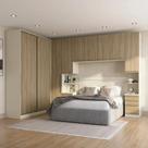 Guarda Roupa Casal Modulado 5 Peças com Cabeceira 9 Portas 9 Gavetas Areia/Jequitibá Marrom