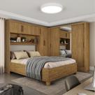 Guarda-Roupa Casal Modulado 5 Portas com Cama Santiago 3 Portas Plus 5 Gavetas com Espelho Marrom/Cinamomo