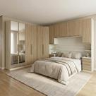 Guarda Roupa Casal Modulado 6 Peças com Espelho e Cabeceira 12 Portas 12 Gavetas Seletto Areia/Jequitibá