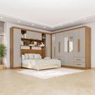 Guarda-Roupa Casal Modulado Andorra 11 Portas 4 Gavetas com Espelho Cinamomo/Off White - Pnr Móveis