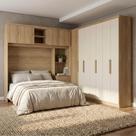 Guarda Roupa Casal Modulado de Canto 6 Portas com Cabeceira Milan Capuccino/Off White