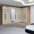 Guarda-Roupa Casal Modulado Odisseia 11 Portas 4 Gavetas com Espelho Cinamomo/Off White - Panorama Móveis
