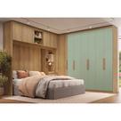 Guarda-Roupa Casal Modular em L 6 Portas com Cabeceira Milan Marrom/Capuccino/Menta