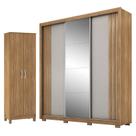 Guarda Roupa Casal Moema Amêndola Nude Flex com Espelho e Pés e Sapateira Multiuso Golden com Pés Amêndola Touch - Demóbile