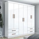Guarda-Roupa Casal Mondo 6 Portas 4 Gavetas Branco - Pnr Móveis