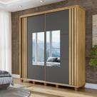 Guarda-Roupa Casal Monte Carlo 2 Portas Ripadas de Correr com Espelho 4 Gavetas Internas e Maleiros Cinza/Cinamomo/Grafite Guarda-Roupa Casal Monte Carlo 2 Portas Ripadas de Correr com Espelho 4 Gavetas Internas e Maleiros Cinza/Cinamomo/Grafite