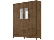 Guarda Roupa Casal MS912 6 Portas Castanho Wood com Espelho - Moval