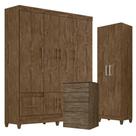 Guarda Roupa Casal Ms912 Com Cômoda Ms913 E Armário Multiuso New íris Castanho Wood Moval