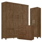 Guarda Roupa Casal Ms912 Com Cômoda Vênus E Armário Multiuso New íris Castanho Wood - Moval