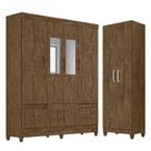 Guarda Roupa Casal Ms912 Com Espelho E Armário Multiuso New íris Castanho Wood - Moval Guarda Roupa Casal Ms912 Com Espelho E Armário Multiuso New íris Castanho Wood - Moval