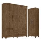 Guarda Roupa Casal MS912 e Armário Multiuso New Íris Castanho Wood - Moval