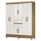 Guarda Roupa Casal Munique 8 Portas e 2 Gavetas Amêndola/Off White com Espelho - Demóbile