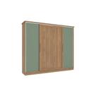 Guarda Roupa Casal N565 4 Portas de Correr e 4 Gavetas Nogueira/Verde Oliva - Kappesberg