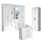 Guarda Roupa Casal Nápole 2045149 e Armário Multiuso New 2000192 e Cômoda Sevilha Branco - Aramóveis
