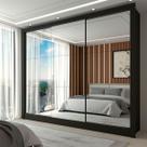 Guarda-Roupa Casal Nevada 3 Portas 3 Gavetas com Espelho Preto - Panorama Móveis