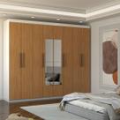 Guarda-Roupa Casal Nirvana 8 Portas 4gavetas com Espelho Branco/Cinamomo - Panorama Móveis