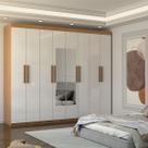 Guarda-Roupa Casal Nirvana 8 Portas 4gavetas com Espelho Cinamomo/Branco - Panorama Móveis