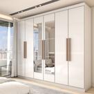 Guarda-Roupa Casal Odisseia 6 Portas 2 Gavetas com Espelho Branco - Panorama Móveis