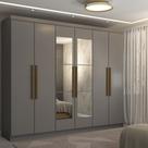 Guarda-Roupa Casal Odisseia 6 Portas 2 Gavetas com Espelho Onix - Panorama Móveis