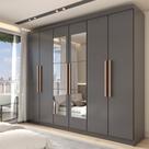Guarda-Roupa Casal Odisseia 6 Portas 2 Gavetas com Espelho Onix - Panorama Móveis