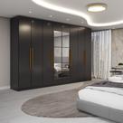 Guarda-Roupa Casal Odisseia 8 Portas 4 Gavetas com Espelho Preto - Panorama Móveis